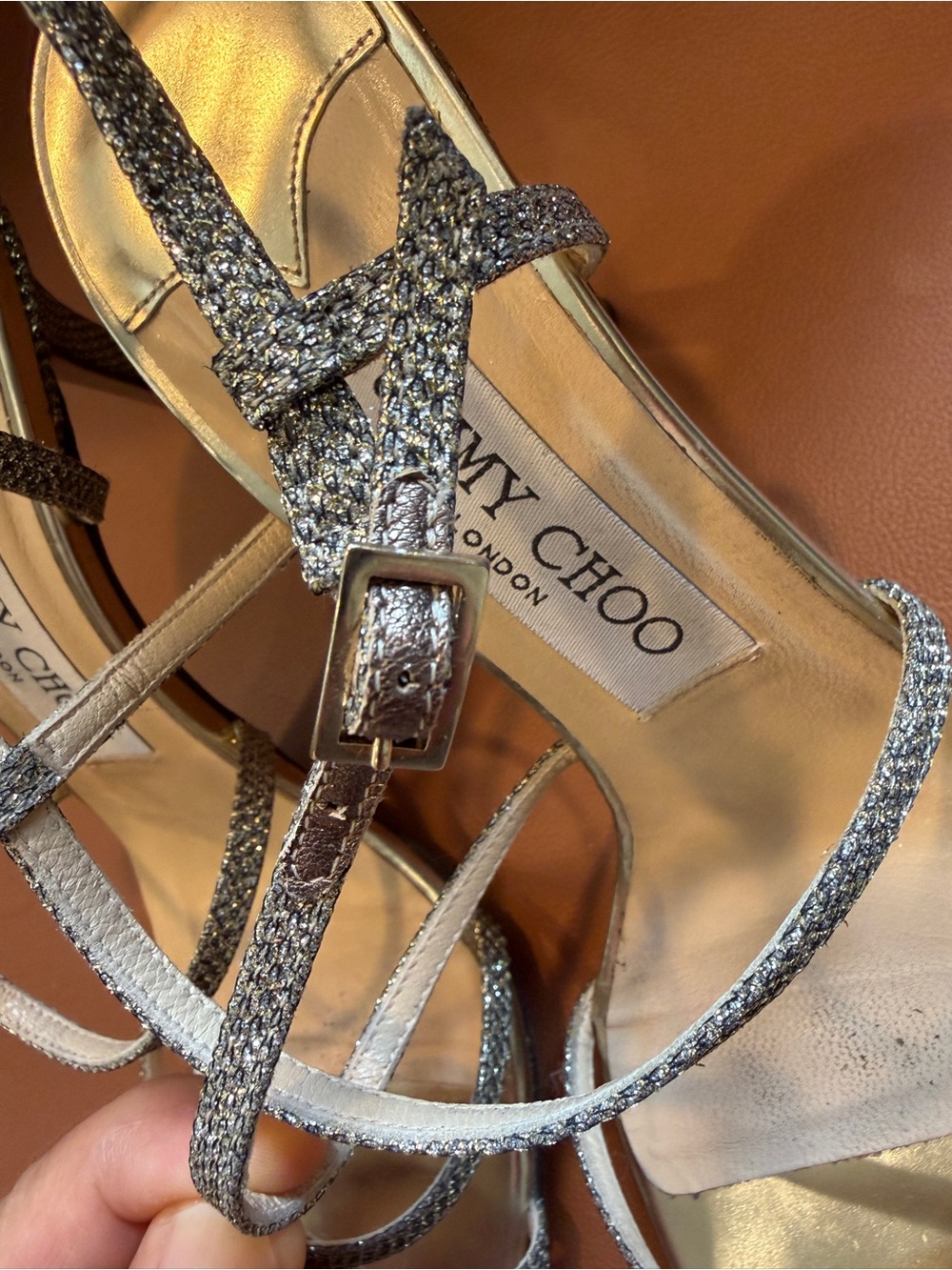 Jimmy Choo Silver Metallic Strappy Heeled Sandals - Picture 6 of 13